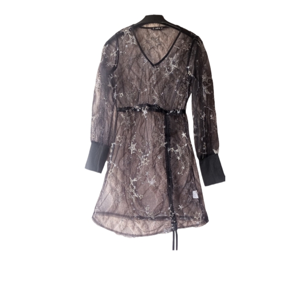 SHEIN Mesh Sheer Embellished Star Black Swim Cover-up Women Size Medium - Picture 10 of 12